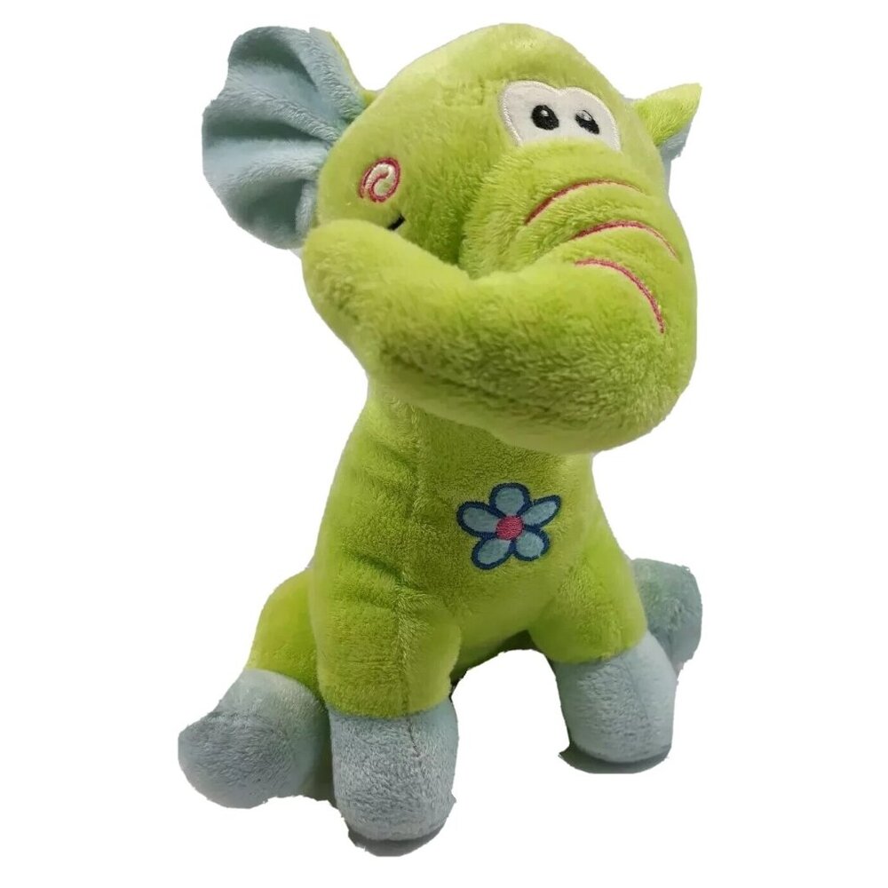NEN National Entertainment Network Green Elephant Stuffed Plush 2010 10"
